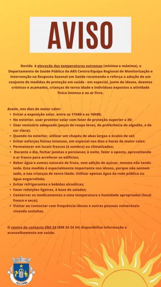 Alerta - Temperaturas elevadas Alerta - Temperaturas elevadas